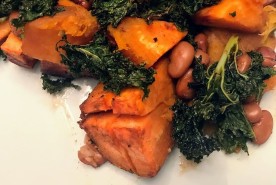 Baked Beans with Sweet Potatoes and Kale